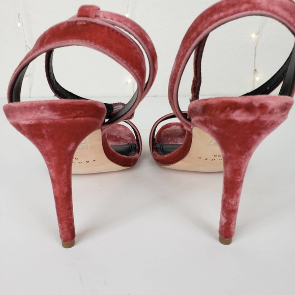 Sandro Nina Pink Velvet Strappy Sandal Siletto 8.5 - Picture 6 of 10